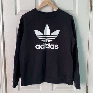 Adidas crew neck sweatshirt, black, trefoil